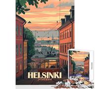 Puzzle Adulte 1000 pièces Tramway d'Helsinki au Coucher du Soleil Décoration Murale pour Un Père Noël Secret Jeu éducatif pour stimuler Le Cerveau Dimensions 38x52cm