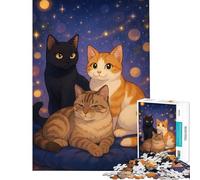 Puzzle Adulte 1000 pièces Trois Chats Coussin Casse-tête Jeu d'apprentissage Jouet éducatif Cadeau d'anniversaire pour Femmes (Dimensions 50x75cm)