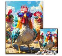 Puzzle Adulte 1000 pièces Trois coqs Puzzles en Bois Jeu Adulte Cadeau Jeu interactif Familial Défi cérébral Cadeau 50x75cm