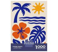 Puzzle Adulte 1000 Pièces Tropical Beach Illustration with Palm Tree Puzzles pour Adolescents pour S'amuser en Famille Difficile Et Stimulant Un pour Les Jeux 38x26cm/1000pcs