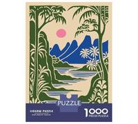 Puzzle Adulte 1000 Pièces Tropical Landscape with Pink Sun Puzzles pour Adolescents pour S'amuser en Famille Difficile Et Stimulant Un pour Les Jeux 38x26cm/1000pcs
