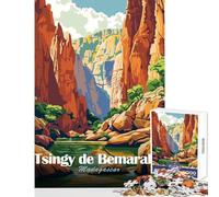 Puzzle Adulte 1000 pièces Tsingy De Bemaraha Madagascar Jeu éducatif pour se détendre et s'amuser Comprend Une Affiche et Une fiche de Questions-réponses Assorties Dimensions 50x75cm