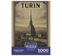 Puzzle Adulte 1000 Pièces Turin, Italy Vintage Travel Puzzles pour Adolescents pour S'amuser en Famille Difficile Et Stimulant Un pour Les Jeux 38x26cm/1000pcs