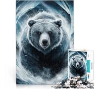 Puzzle Adulte 1000 pièces Un grizzli Brise la Glace Jouet éducatif d'apprentissage avec des pièces de Formes aléatoires entièrement imbriquées 38x26cm