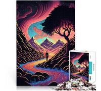 Puzzle Adulte 1000 pièces Un Paysage de Vagues Lumineuses Jouets de Divertissement Familial Cadeau d'anniversaire 38x26cm