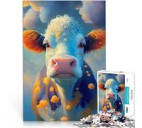 Puzzle Adulte 1000 pièces Vache Créatures mythiques Défi Difficile pour soulager Le Stress Convient aux Couples 38x26cm