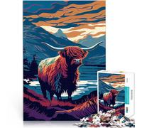 Puzzle Adulte 1000 pièces Vaches des Highlands écossaises Réduction du Stress intéressante Améliorer la mémoire 52x38cm