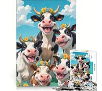 Puzzle Adulte 1000 pièces Vaches joyeuses, Jouet Anti-Stress, Assemblage de Motifs, Cadeau Original d'anniversaire ou de Noël 38x26cm