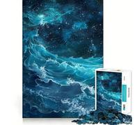 Puzzle Adulte 1000 pièces Vagues océaniques célestes,découpe serrée,Jeu Amusant de résolution de problèmes,Loisirs,décoration d'anniversaire,Cadeau (38x26cm)