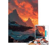 Puzzle Adulte 1000 pièces Vaisseau Spatial Planète inconnue Jeu Impossible Défi cérébral et intellectuel Jouet addictif Cadeau d'anniversaire pour s'amuser en Famille (Dimensions 38x26cm)