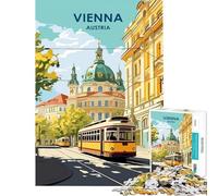 Puzzle Adulte 1000 pièces Vienne Autriche Paysage Urbain avec Tramway Aide à exercer Le Cerveau Une œuvre d'art Jeux relaxants pour Les 14 Ans et Plus (38x52cm)