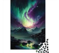 Puzzle Adulte 1000 Pièces Violet Vert Ciel Nocturne Puzzle Rectangulaire Créatif Jeu de Décompression 1000 Pièces (38x26cm)