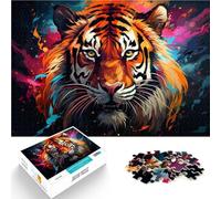 Puzzle Adulte 1000 pièces Visage de Tigre coloré Jeux éducatifs à Domicile Jouets de Bricolage Excellent Cadeau pour Les Jeux 19,7 po x 29,5 po