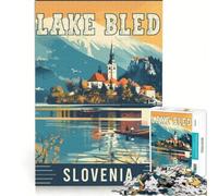 Puzzle Adulte 1000 pièces Visit Lake Bled in Slovenia | Jeu éducatif de découpe de précision avec affiche et fiche de questions-réponses assorties 38x26cm