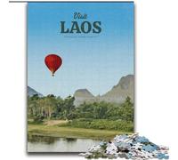 Puzzle Adulte 1000 pièces Visite du Laos, Anti-Stress avec pièces entièrement emboîtables de Formes aléatoires pour Les Enfants de 14 Ans et Plus 75x100cm