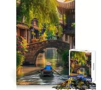 Puzzle Adulte 1000 pièces Voie navigable dans Une Ville Chinoise Traditionnelle Activité sereine et apaisante Cadeau Original (38x52cm)
