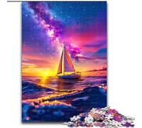 Puzzle Adulte 1000 pièces voilier sur la mer sous la Galaxie, Jeu intellectuel éléphant, Cadeau d'anniversaire, décoration Murale pour 14 Ans et Plus (Taille 26x38cm)