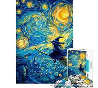 Puzzle Adulte 1000 pièces Vol de sorcière féérique dans Une Nuit étoilée Puzzle Manuel Défi Difficile Offre spéciale comme Cadeau pour Toute la Famille (Taille 38x52cm)