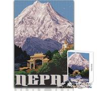 Puzzle Adulte 1000 pièces - Voyage au Népal - Jeu de Puzzle Unique et Stimulant - Découpe de précision - Œuvre d'art - Cadeau - Dimensions:50x75cm