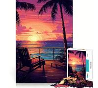 Puzzle Adulte 1000 pièces Vue Balcon Hawaï Pixel Fine Jeu de Puzzle Amusant et Stimulant Mental Cadeau d'anniversaire Amusant (38x52cm)