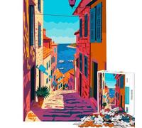 Puzzle Adulte 1000 pièces Vue sur la mer Méditerranée Art Minimaliste Jeu Impossible Apprentissage Jouets éducatifs Cadeaux de Noël Secret pour s'amuser en Famille (Dimensions 38x52cm)