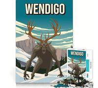 Puzzle Adulte 1000 pièces Wendigo, Monstre cryptide, Impression d'art de Voyage, Jeu d'assemblage précis, Jouet cérébral Intelligent, Jeu de Temps Libre, Cadeau d'anniversaire pour l'esprit (38x52cm)