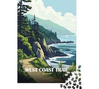 Puzzle Adulte 1000 Pièces, West Coast Trail Canada Landscape Art, 70x50cm/1000pcs, À Terminer Petit À Petit À La Maison; Pièces Blanches pour Un Tri Ordonné