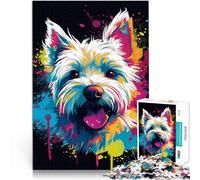 Puzzle Adulte 1000 pièces West Highland Terrier Jouets éducatifs d'apprentissage Décoration Murale, Cadeaux Uniques pour Anniversaire et Noël 38x26cm