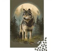Puzzle Adulte 1000 Pièces Wolf Moon Night Art Print Puzzle Adulte Jeux De Famille Modèle À Assembler Offre Spéciale Cadeaux pour Toute La Famille 38x26cm/1000pcs