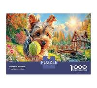 Puzzle Adulte 1000 Pièces Yorkshire Terrier Chien de Compagnie Mignon, Jeu Éducatif Défi Jouets, Décoration De La Maison, pour Adultes Enfants 52x38cm/1000pcs