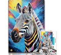 Puzzle Adulte 1000 pièces Zèbre Arc-en-Ciel, Aide Le Cerveau à exercer des Jouets addictifs pour cultiver la Patience, Cadeau d'anniversaire (38x26cm)