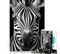 Puzzle Adulte 1000 pièces Zèbre Cool en Noir et Blanc,découpe Fine,Divertissement et résolution de problèmes,Jeu Confortable,décoration Murale de Noël (38x26cm)
