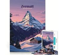 Puzzle Adulte 1000 pièces Zermatt Suisse Vue sur la Montagne,1000 pièces,Jeu de mémoire et de compétences Amusant,Assemblage Stable,pièces Qui ne bougent Pas,Format Compact,idéal pour des Moments