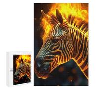 Puzzle adulte, 1000 puzzles Flaming Zebra A Mesmerizing Display of Fire and Stripes Puzzles pour adultes, jeu de pensée, analyse et logique, cadeaux d'anniversaire et cadeaux uniques