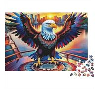 Puzzle Adulte 1000pcs Aigle Aigle sur Une Plateforme Circulaire au Coucher du Soleil Jeu éducatif idéal pour se détendre 38x26 cm/1000pcs