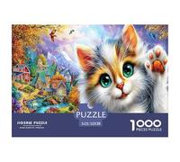 Puzzle Adulte 1000pcs Chat Blanc en Colère Chaton dans Un décor coloré Jeu éducatif idéal pour se détendre 52x38 cm/1000pcs
