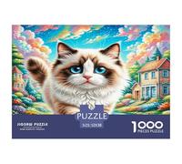 Puzzle Adulte 1000pcs Chat Ragdoll Chat dans Un décor coloré Jeu éducatif idéal pour se détendre 52x38 cm/1000pcs