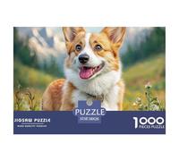 Puzzle Adulte 1000pcs Chien Mignon Corgi dans Une Prairie Fleurie - Jeu éducatif idéal pour se détendre - 38x26 cm/1000pcs