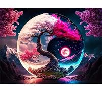 Puzzle Adulte 120 pièces 25x20 cm Puzzles pour Adultes Jeu éducatif défi Jouet DIY Puzzle Activité Familiale Parfaite(Paysage d'arbres Yin-Yang)