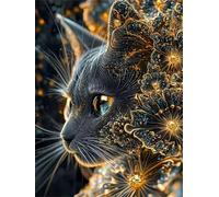 Puzzle Adulte 1200 pièces 75x50 cm Puzzles pour Adultes Jeu éducatif défi Jouet DIY Puzzle Activité Familiale Parfaite(Chat Fleur Fantastique)