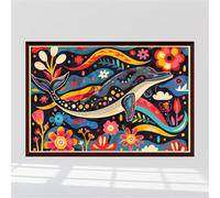 Puzzle Adulte 1200 Pièces Baleine Fleurs 75 x 50 cm Puzzles pour Adultes Jeu éducatif Puzzle Impossible Puzzles 1200 Pièces Adultes