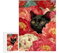 Puzzle Adulte 1314 Pièces Chat Fleur 75x50cm Puzzles pour Adultes Jeu éducatif Défi Jouets 1314 Pièces pour Enfants, Jigsaw de Bricolage Coloré pour la Décor de la Maison PjY5547 Q-D