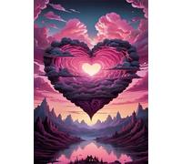 Puzzle Adulte 150 pièces Paysage de Nuage en Forme de cœur 35x25 cm Puzzles pour Adultes Jeu éducatif Défi Jouets 150 Pièces Puzzles pour Décoration de la Maison