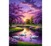 Puzzle Adulte 1500 Pièces 87x57 cm Puzzles pour Adultes Jeu éducatif Défi Jouets 1500 pièces Puzzles pour Adulte Familial Parfait - Arbres Lac Cygnes
