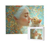 Puzzle Adulte 1500 Pièces Chatte Femme Puzzles pour Adultes Jeu éducatif Défi Jouets 1500 Pièces Puzzles pour Adultes Enfants, Puzzle de Bricolage Coloré pour la Décoration de la Maison 87x57cm l-540