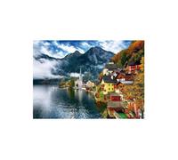 Puzzle Adulte 1500 pieces Halstatt, Village entre Lac et Montagne - Paysage Autriche, Alpes - Colle incluse - Set Puzzle + carte