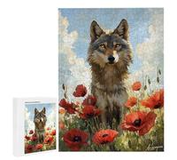 Puzzle Adulte 1500 Pièces Le Loup Coquelicot 87 x 57cm Puzzles pour Adultes Jeu éducatif Défi Jouets 1500 Pièces Puzzles pour Enfants, Puzzle de Bricolage Coloré pour la Décor de la Maison m-944