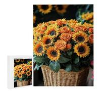 Puzzle Adulte 1500 Pièces Panier de Fleurs de Tournesol 87 x 57cm Puzzles pour Adultes Jeu éducatif Défi Jouets 1500 Pièces Puzzles pour Enfants, Puzzle de Bricolage pour la Décor de la Maison m-868