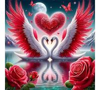 Puzzle Adulte 200 Pièces 28x28 cm Puzzles pour Adultes Jeu éducatif Défi Jouets 200 pièces Puzzles pour Adulte, Puzzle Familial Parfait Cygnes du lac Roses