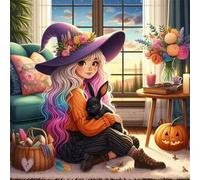 Puzzle Adulte 200 Pièces, Bricolage Puzzle Lapin Sorcière, Puzzles Impossible 200 Pieces, Jeu de Famille Team Building, Cadeau pour Les Amants ou Les Amis, Unique Home Decor